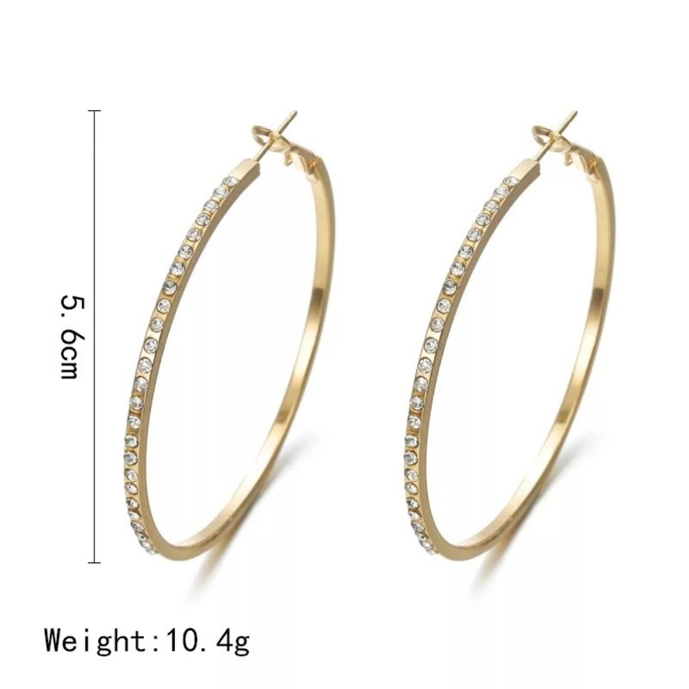 New Rhinestone Circle Earrings Big Circle Earrings - Picture 2 of 2